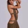 6AM Cut Out Maxi Dress in Moss