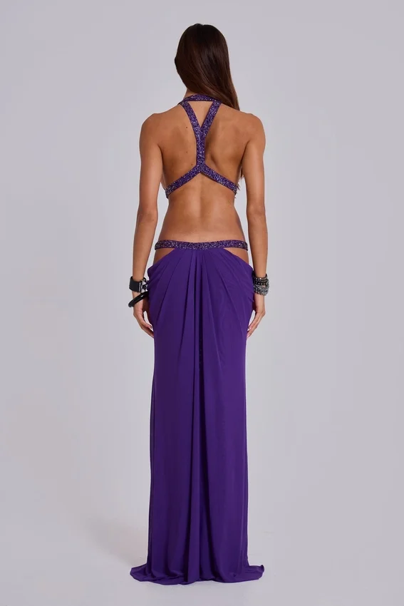 6AM Cut Out Maxi Dress in Violet