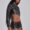 Alektra Military PU Leather Crop Jacket