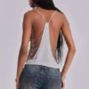 Aleya Beaded Top in Grey Marl