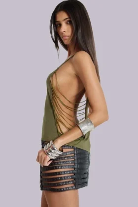 Aleya Beaded Top in Khaki