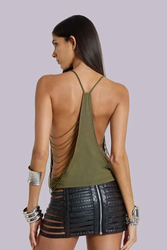 Aleya Beaded Top in Khaki