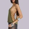 Aleya Beaded Top in Khaki