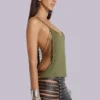 Aleya Beaded Top in Khaki