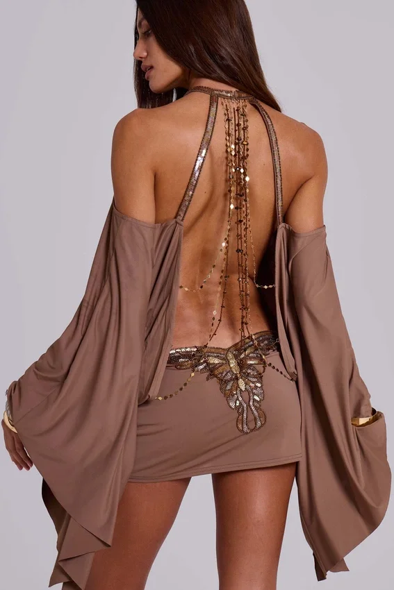 Alula Embellished Butterfly Mini Dress