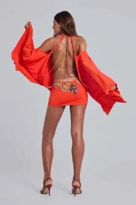 Alula Embellished Tropical Mini Dress