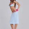Alysa Airtex Midi Skirt in Turquoise