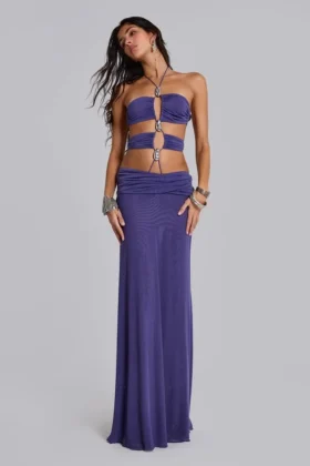 Amara Strappy Maxi Dress with Metal Trims