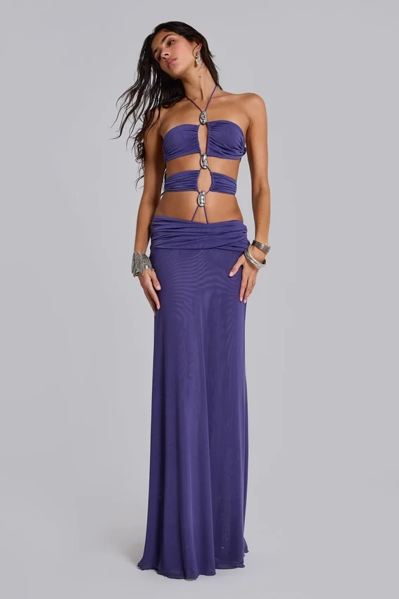 Amara Strappy Maxi Dress with Metal Trims