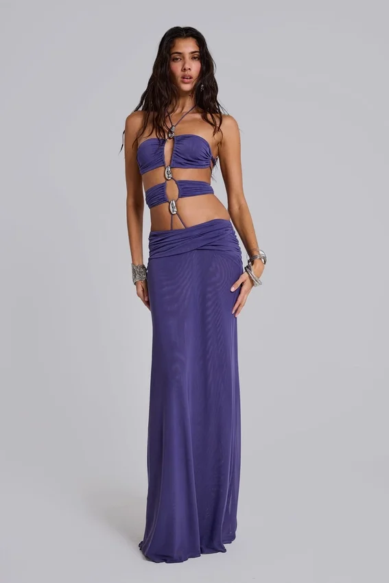 Amara Strappy Maxi Dress with Metal Trims
