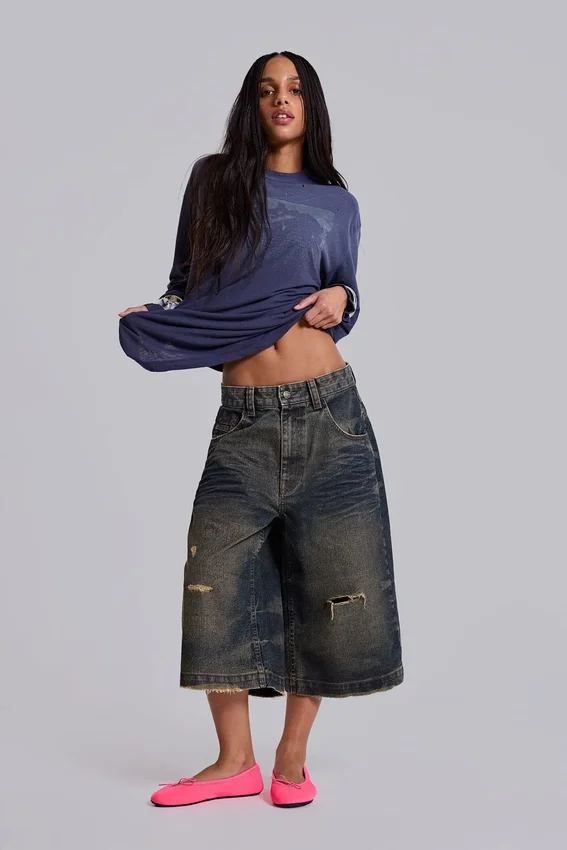 Blue Cinch Back Colossus Jorts