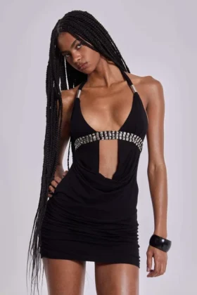Anora Cut-Out Mini Dress in Black