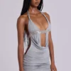 Anora Cut-Out Mini Dress in Grey Marl