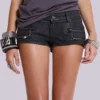Ardor Coated Mini Denim Shorts in Black