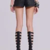 Ardor Coated Mini Denim Shorts in Black