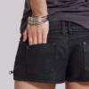 Ardor Coated Mini Denim Shorts in Black