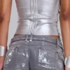 Ardor Coated Mini Denim Shorts in Silver