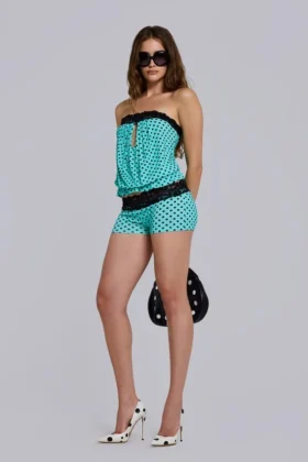 Ashlee Polkadot Lace Mini Shorts