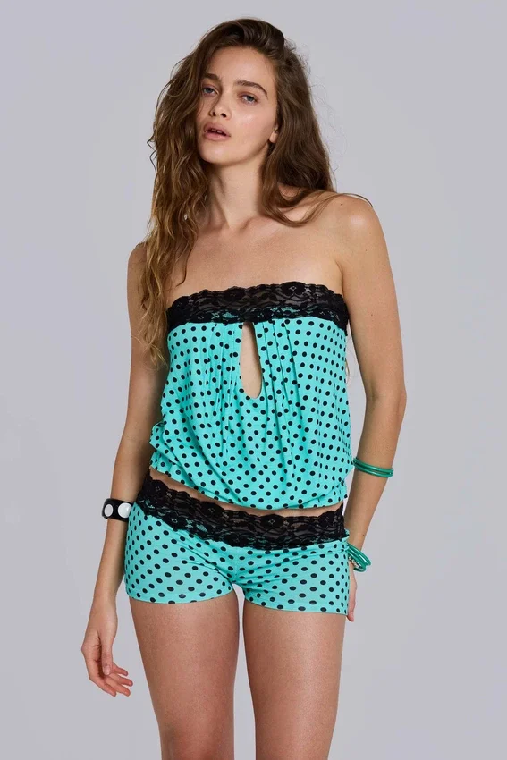 Ashlee Polkadot Lace Mini Shorts