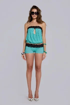Ashlee Polkadot Lace Mini Shorts