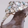 Azaela Metallic Button Heeled Sandals