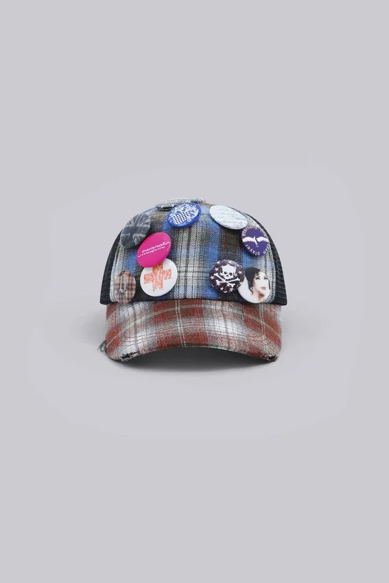 Badge Mixed Check Cap