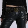Black Carbon Black Studded Drift Bootcut Pants