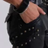 Black Carbon Black Studded Drift Bootcut Pants