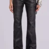 Black Cooper PU Bootcut Jeans