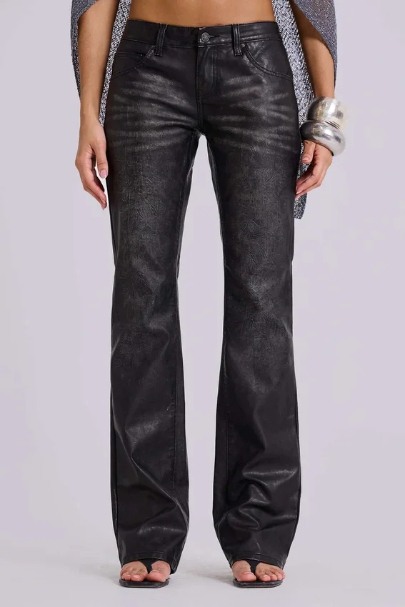 Black Cooper PU Bootcut Jeans