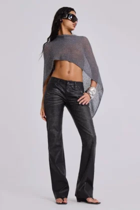 Black Cooper PU Bootcut Jeans