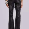 Black Cooper PU Bootcut Jeans