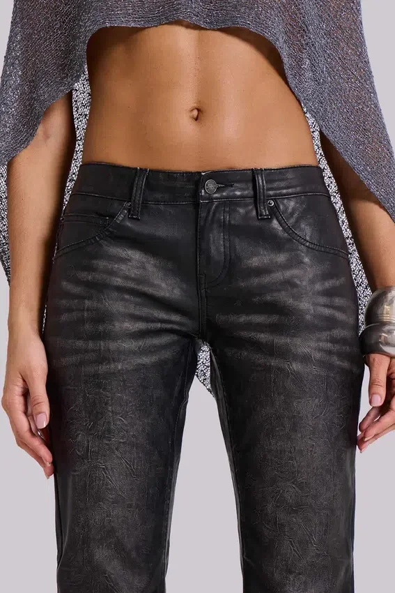 Black Cooper PU Bootcut Jeans