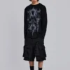 Black Distressed Beach Cargo Shorts