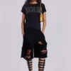 Black Distressed Monster Shorts