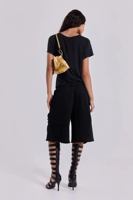 Black Distressed Monster Shorts