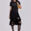 Black Distressed Monster Shorts
