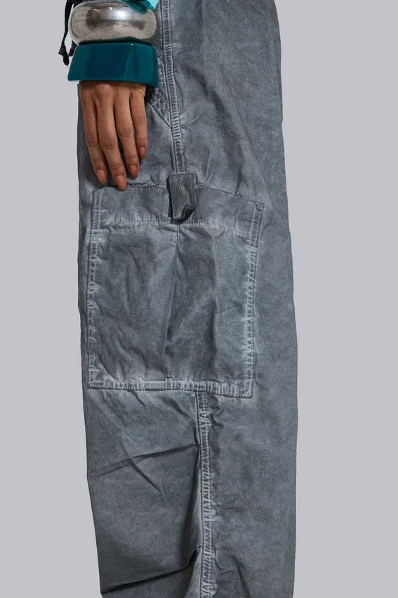Black Oil Wash Parachute Pants