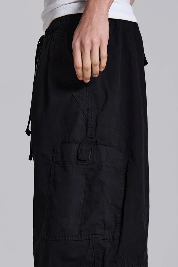 Black Parachute Cargo Baggy Shorts