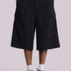 Black Pinstripe Goliath Baggy Shorts