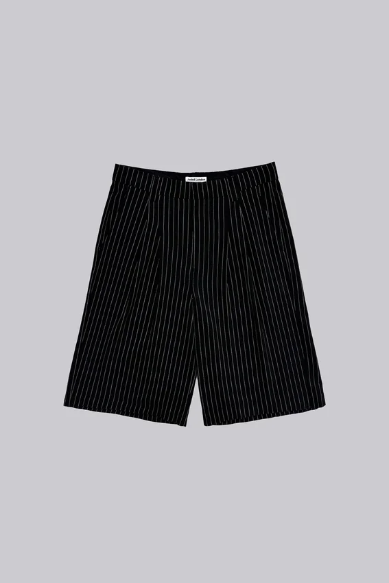 Black Pinstripe Goliath Baggy Shorts