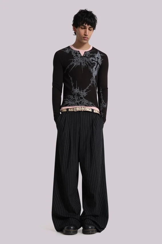 Black Pinstripe Goliath Suit Pants