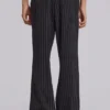 Black Pinstripe Stacked Bootcut Suit Pants