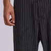 Black Pinstripe Stacked Bootcut Suit Pants