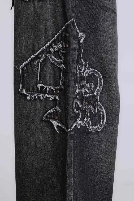 Black Raised Embroidery XL Colossus Jeans