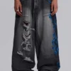 Black Spike Airbrush XL Ripped Colossus Jeans