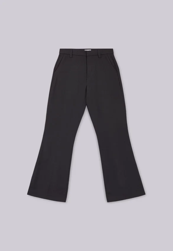 Black Stacked Bootcut Suit Pants