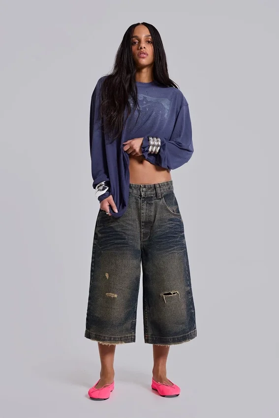 Blue Cinch Back Colossus Jorts