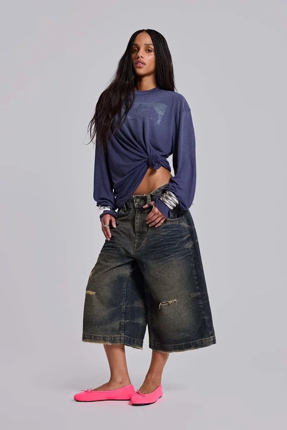 Blue Cinch Back Colossus Jorts