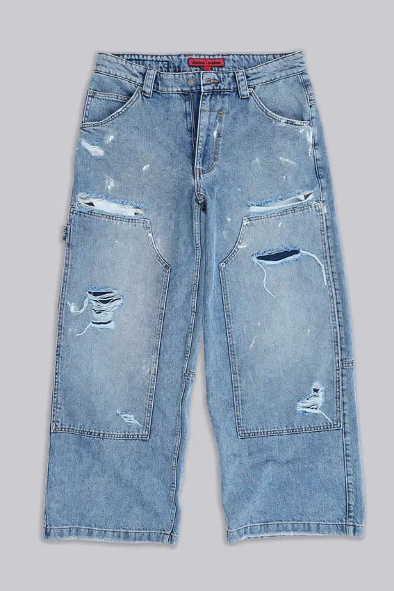Blue Vintage Distressed Carpenter Jeans